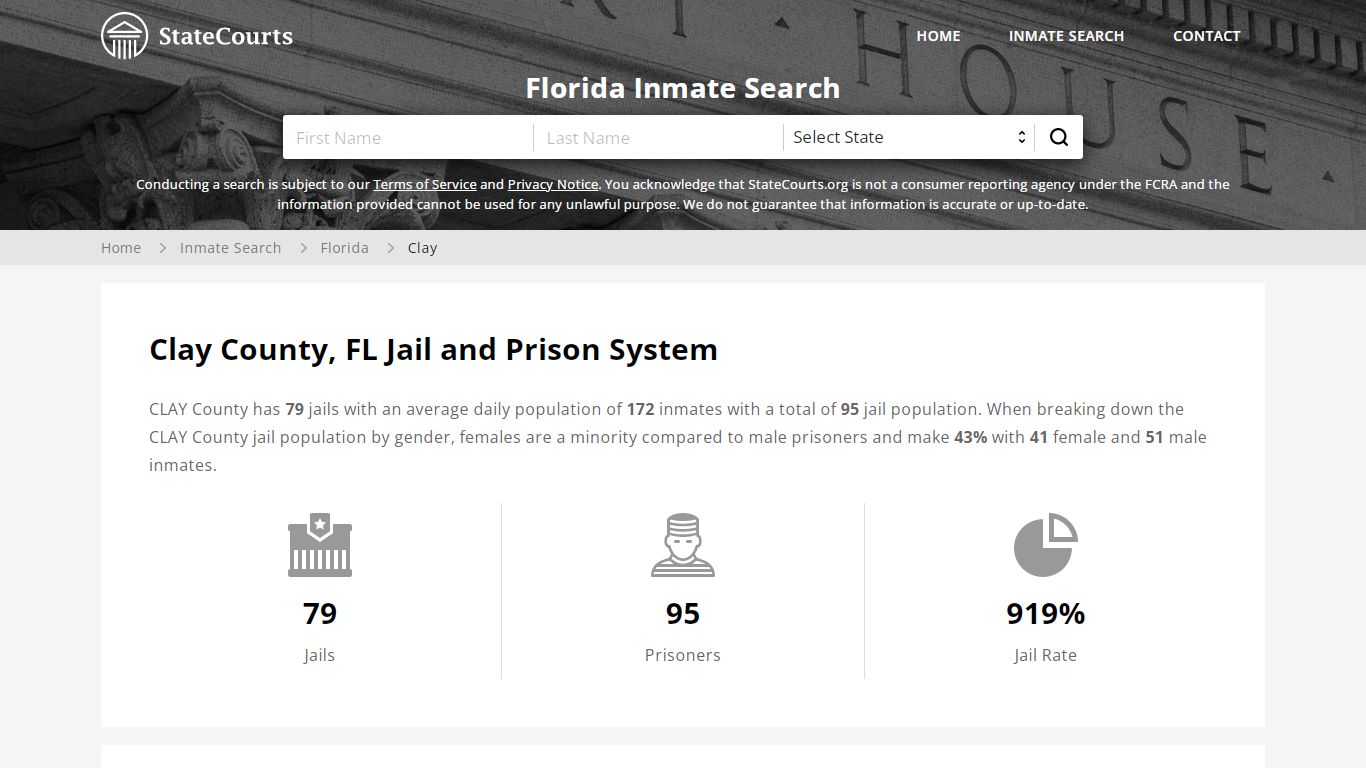Clay County, FL Inmate Search - StateCourts